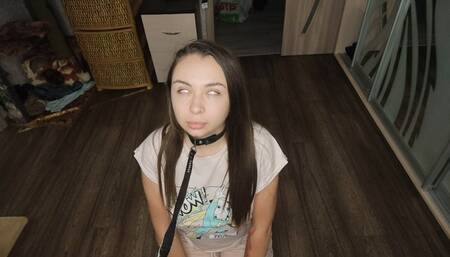 A witch strapped around the neck wants to break free