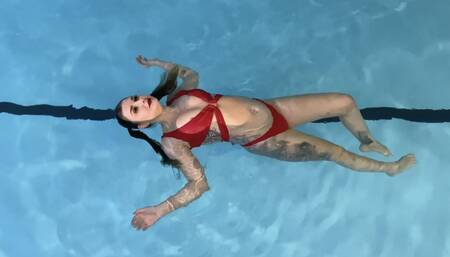 Hullaballoo - Kayla going for a swim wearing a sexy red bikini