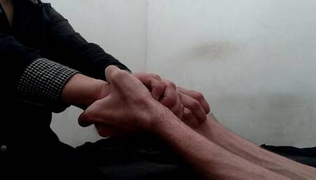 Sexy woman grabs herself with her nails