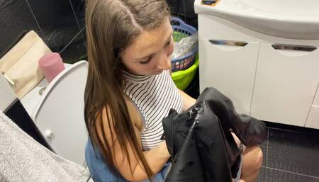 Leather jacket blowing contest