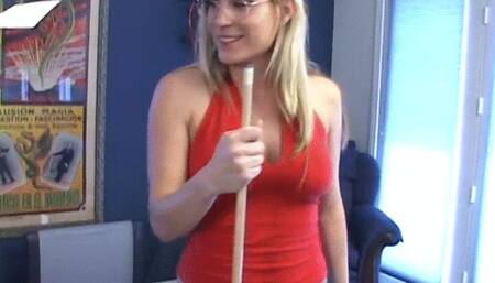 Blonde gets cum on glasses by a horny cock