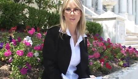 Blonde female sucks then titty fucks a big cock