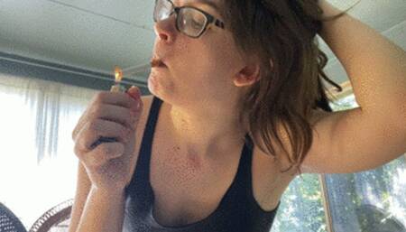 Smoking, spitting, flashing tits and belly button