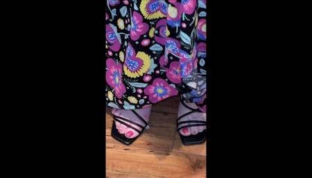 Debs Home From the Office & Switches from a Maxi Skirt to Mini Skirt to Tease Hubby on the Front Porch & With a Shoe Job Wearing Cum Filled Black Franco Sarto Spiked Heel Sandals