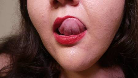 Seductive lip play - (no talking)