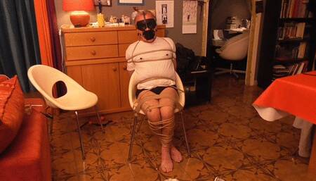 Man tied muzzled,blindfolded and teased by Lorna