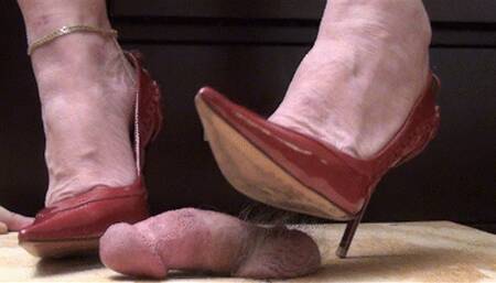 Ball Smashing with Cranberry Stiletto Pumps - FULL HD 1080p