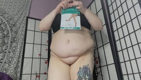 BBW black pantyhose orgasm