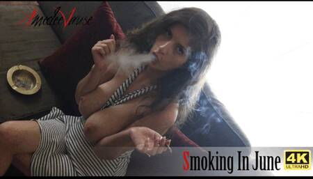 Smoking In June (4K-UHD) - Summer Smoking Fetish Show with Big Boobs Flashing!