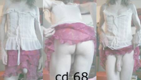 Heteroflexible K crossdressing 68: slender fit older hung transvestite skirt and blouse