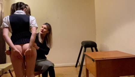Bella is Spanked in class by Miss Scarlet