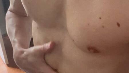 Lewis teases up with his big uncut cock!