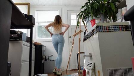 Jeans Pulled up Tight and Wiggling