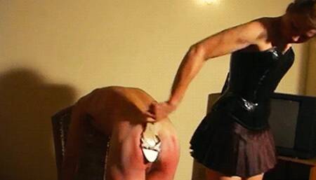 SPANKING WITH SHOE - BITCHY MISTRESS & OSEL - HD MP4 Clip