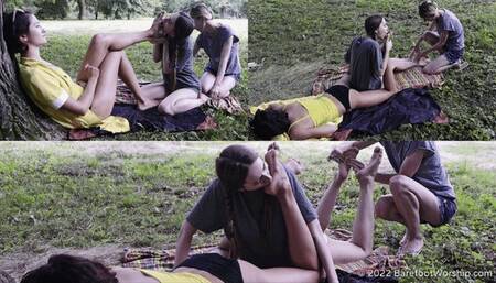 Kira's public worship of Stacy's feet while Anett massages her feet (Full with 18% discount) #20220528