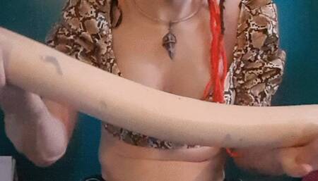 Snakeskin PVC fully inserting a huge dildo the python XL - Depth Queen TV Anal Slut deep and wide with rose