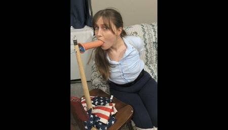 BRIANNE BLU BLOWS A BIGGER DILDO