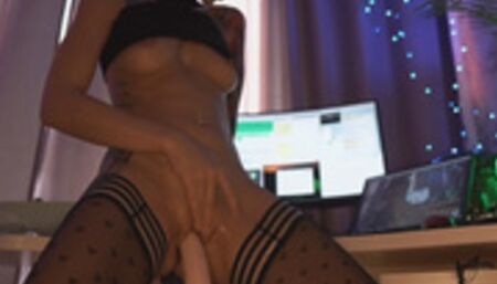 HD FUCKMACHINE slender front-wheel-drive rider from wild CHATURBATE was fuck online without lubricat