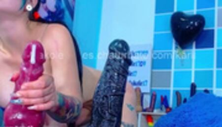 Webcam model with Huge Tits plays with Fucking Machine, Large Dildo, Fists