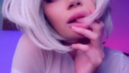 Sexy VIRTUAL_LADY rips pantyhose, plays with dildo and cums