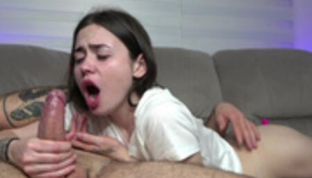 Very beautiful hot girl sexy sucking big dick on chaturbate stream and she really likes it 4K 60FPS