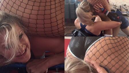 blondes make up and hair gets ruined by BBW'S ass