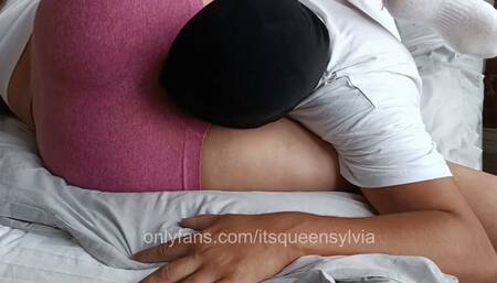 Farting All Over His Face in Booty Shorts