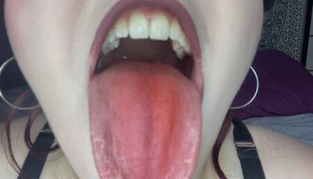 Red stained mouth vore tease