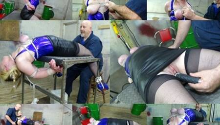 Stretched over his steel work table for breast bound, pussy torment, bound orgasms (MP4 SD 3500kbps)