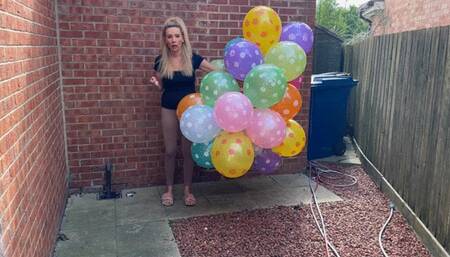 Very tight balloons cigarette popping