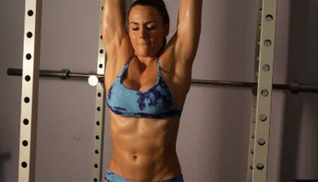 oiled abs training and flexing (Dolly)