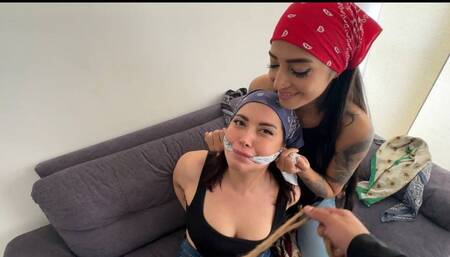 Mara Wheedels Simona for some Bandana Gag Fun (Headkerchiefs, Cleavegag, Stuffing, OTM)