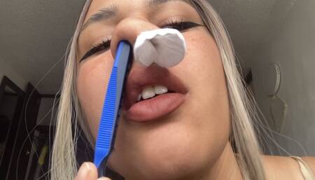 Putting home stuff deep inside my nostrils