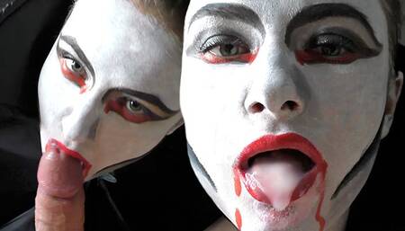 Vampire sucks big dick, sucks cum and swallows