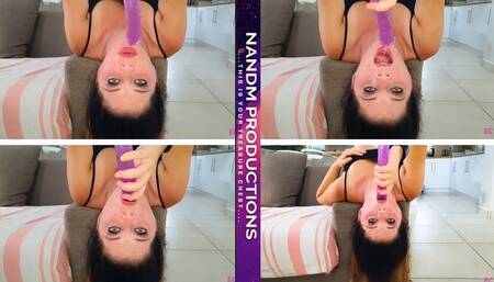 Solo Deepthroating Purple Dildo Upside Down_MP4 4K