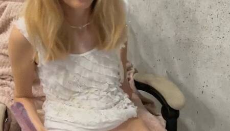 dildo in pussy and high heels on legs