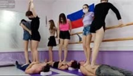 Moscow multitrampling contest #33 (Part 1): trampling after stop signal & terrorising slaves & severe jumping & ff trampling