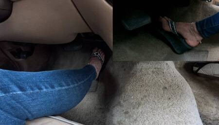 PiP Driving the Mercury Grand Marquis in Wedge Flip Flops