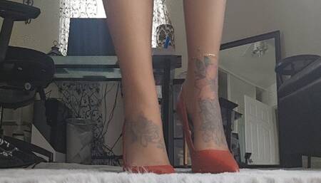 Nylon high heel tease