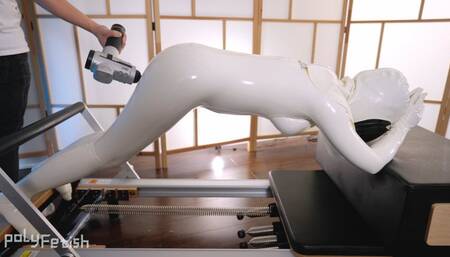 White latex doll gets her physical workout session with orgasm