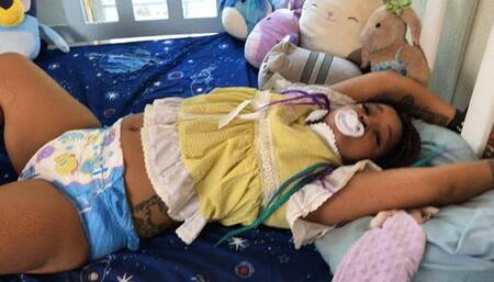 restrained in adult crib ABDL