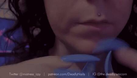 Worshipping My Long Blue Nails 1080