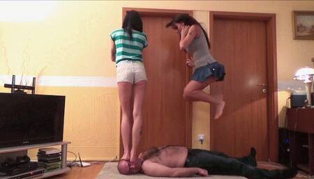 ELECTRA and OLIVIA - Girls Just Wanna Have Fun - INHUMAN Trampling And Facestanding Fun