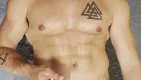 Solo oily masturbation with cum shot