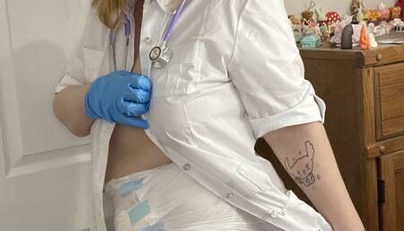 Nurse Elle’s Vintage Attends Diaper striptease