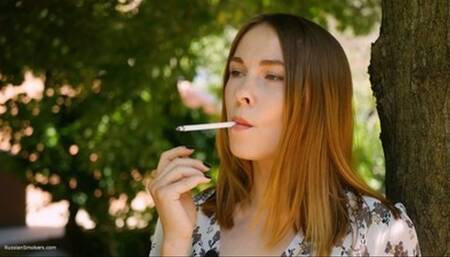 Evgeniya is smoking all white cigarettes
