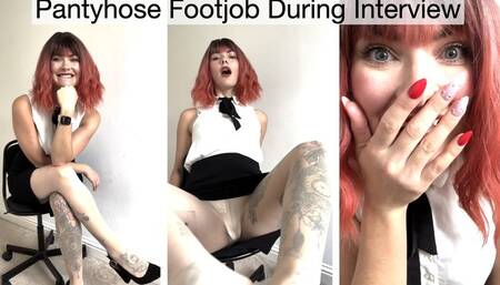 Pantyhose Footjob During Interview