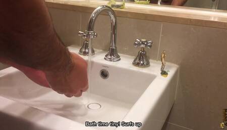 Teeny Tiny Strip Show! - Micro Human Strips and Gets All Wet for Me - Manlyfoot - Macrophile