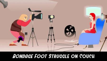 Bondage Damsel Feet Struggling on The Couch