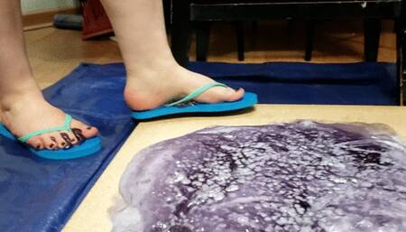 Jade Bunniii Stuck in Sticky Blue Flip Flops